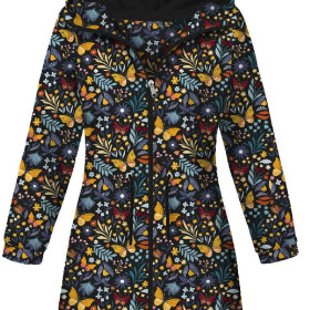 DÁMSKÁ BUNDA PARKA (ANNA) - FOLKOVÍ MOTÝLI / černý - softshell