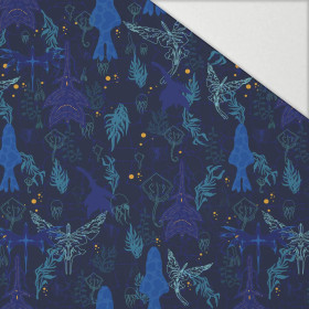 VODNÍ SVĚT / navy - Hydrofobní česaná teplákovina