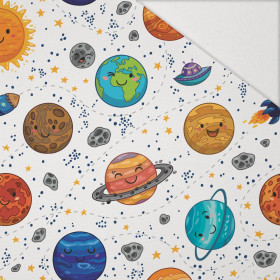 PLANETY / bílý - Hydrofobní česaná teplákovina