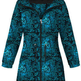 DÁMSKÁ BUNDA PARKA (ANNA) - Krajkové motýly / modré - softshell