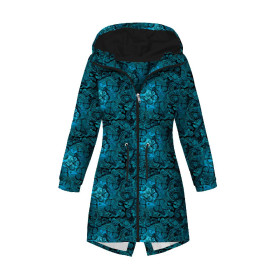 DÁMSKÁ BUNDA PARKA (ANNA) - Krajkové motýly / modré - softshell