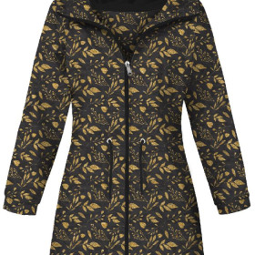 DÁMSKÁ BUNDA PARKA (ANNA) - LIŚCIE wz. 11 (złoty) / czarny - softshell