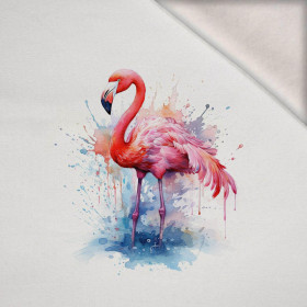 WATERCOLOR FLAMINGO - panel (60cm x 50cm) teplákovina počesaná s elastanem ITY