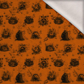 podzimní zvířata / hořčice - teplákovina počesaná s elastanem ITY