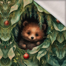 VINTAGE CHRISTMAS BEAR - panel (60cm x 50cm) teplákovina počesaná s elastanem ITY