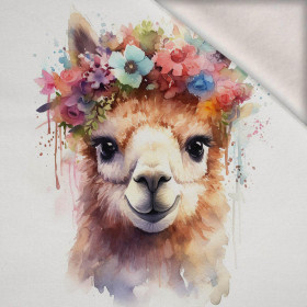 WATERCOLOR LAMA - Panel (75cm x 80cm) teplákovina počesaná s elastanem ITY