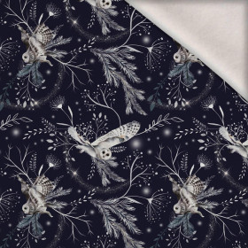 ZIMNÍ SOVY / tmavě (ZIMA V PARKU) - teplákovina počesaná s elastanem ITY