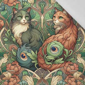 ART NOUVEAU CATS & FLOWERS VZ. 3 - tkanina bawełniana