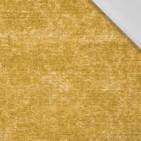 ROZŘEZANÝ JEANS (hořčicová) - tkanina bawełniana