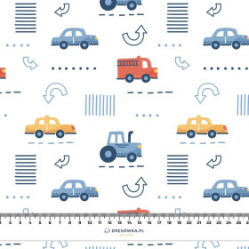 VOZIDLA vz. 2 / bílý (ADVENTURE BEGINS) - tkanina bawełniana