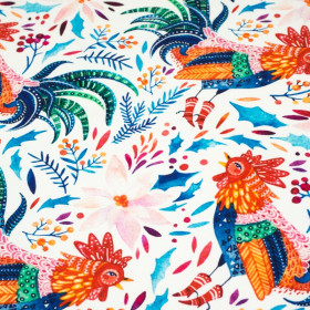 KOHOUTI / bílá - teplákovina SP250