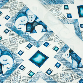 INDICKÉ MOTIVY / modrá - teplákovina SP250