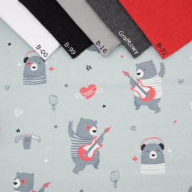 Rock N Roll bear / šedá - teplákovina 