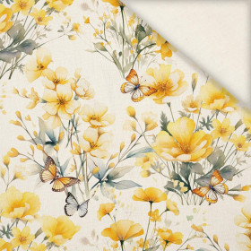 FLOWERS (BUTTER YELLOW)- Slub Weave