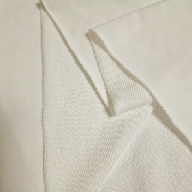 Teplákovina s diagonální vazbou 340g - Cloud Dancer/ ECRU (D-02)