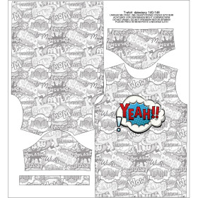 DĚTSKÉ TRIČKO - KOMIKS / yeah (modrý - červený) - single jersey