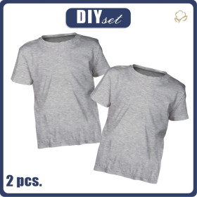 2-PACK - BASIC DĚTSKÉ TRIČKO - MELÍR SVĚTLE ŠEDÝ - Sada šití
