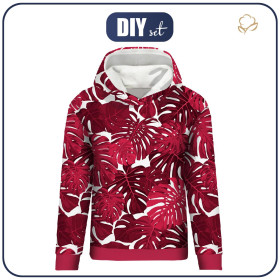 DÁMSKA MIKINA (POLA) CLASSIC S KAPUCÍ - MONSTERA 2.0 / viva magenta - Sada šití