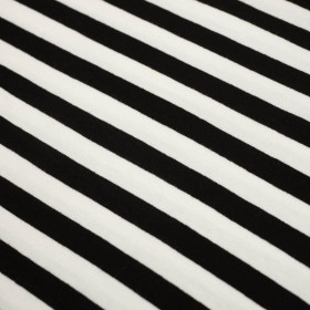 BÍLÉ / ČERNÉ PRUHY 1,0 cm x 1,0 cm - VISCOSE JERSEY