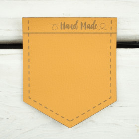 Velká kapsička z eko kůže špička "Hand made" - medová