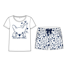 Pyžamo-šortky "LINDA" - SRDCE / navy - Sada šití