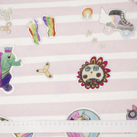 DĚTSKÝ MIX / pruhy bílo - růžové - Viskózový úplet WE210