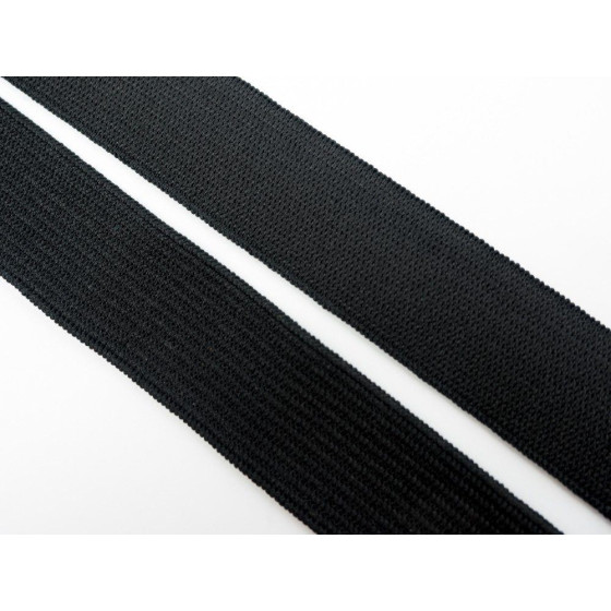 Guma pletená plochá 20mm - ČERNÁ