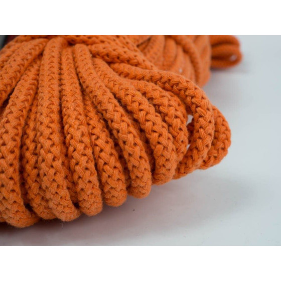 Šňůra bavlněná kulatá 8mm - ORANŽOVÁ