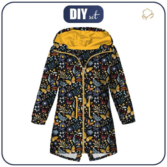 DĚTSKÁ BUNDA PARKA (ARIEL) - FOLKOVÍ MOTÝLI / černý - softshell