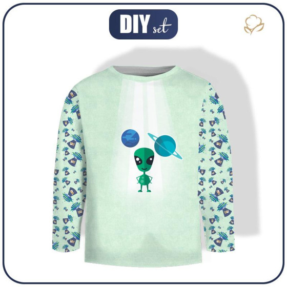 LONGSLEEVE - UFON (CESTA DO VESMÍRU) / ACID WASH MENTOLOVÝ - single jersey