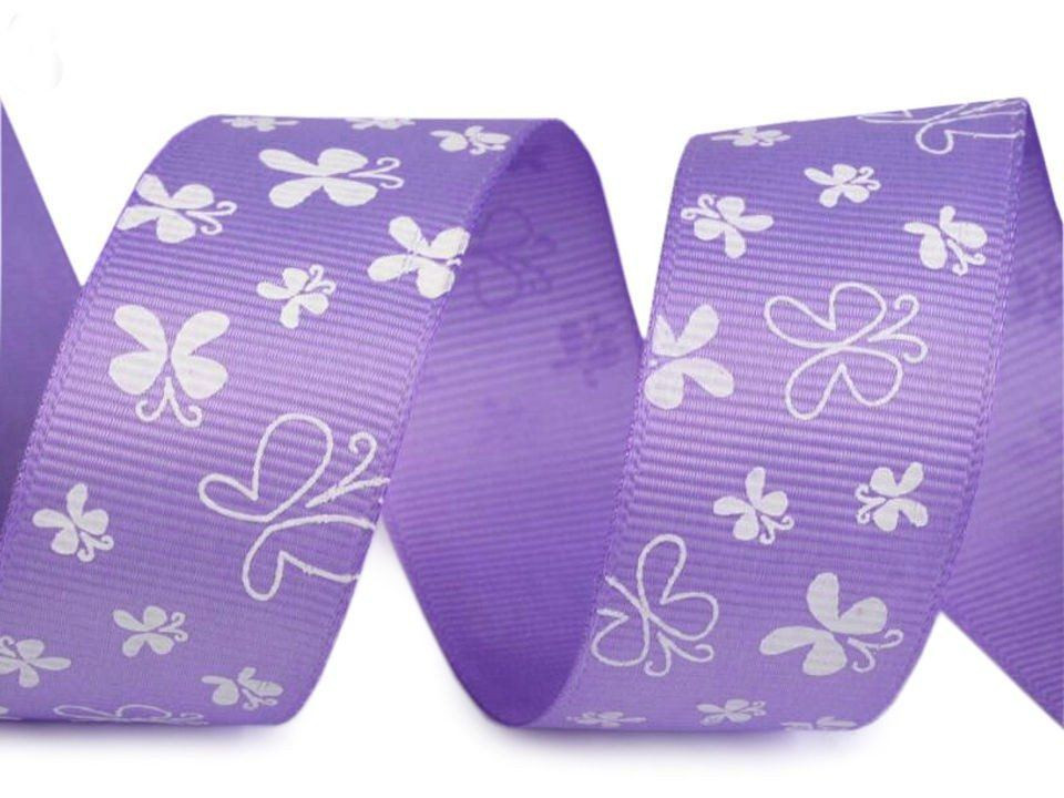 Grosgrain Ribbon width 26 mm Butterflies - VIOLET