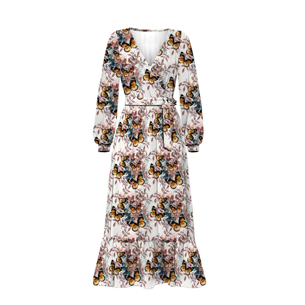 Butterfly & Flowers wz.13 - viscose woven fabric