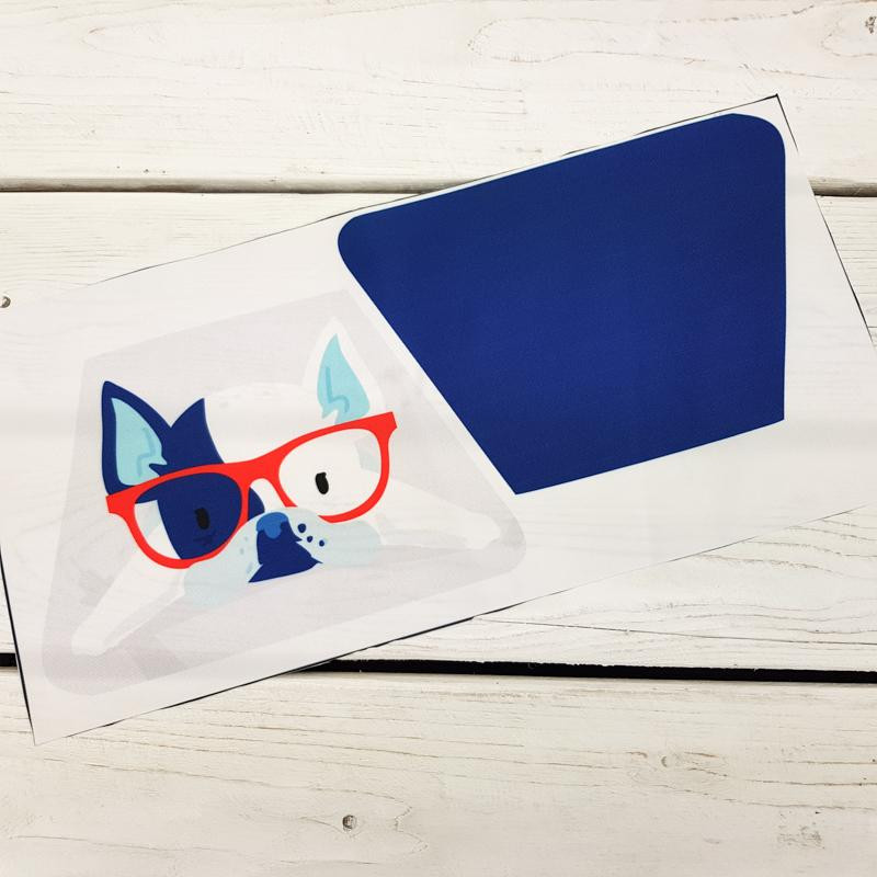 PENCIL CASE - Dog with glasses (J'adore Paris) / aqua