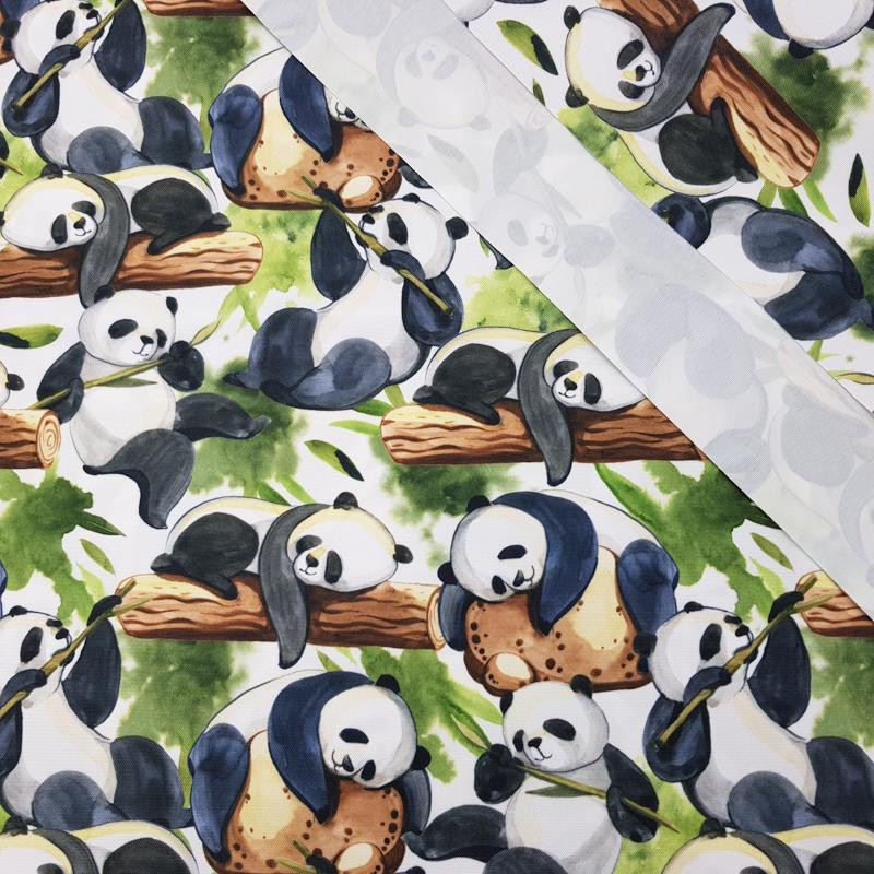 PANDAS ON BAMBOO - Waterproof woven fabric