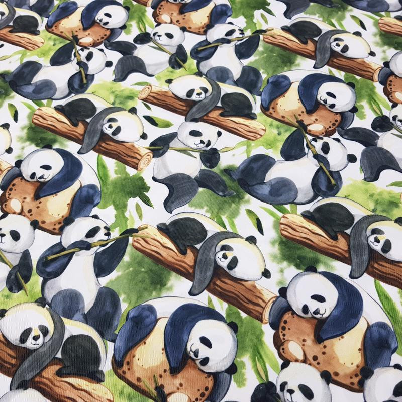 PANDAS ON BAMBOO - Waterproof woven fabric