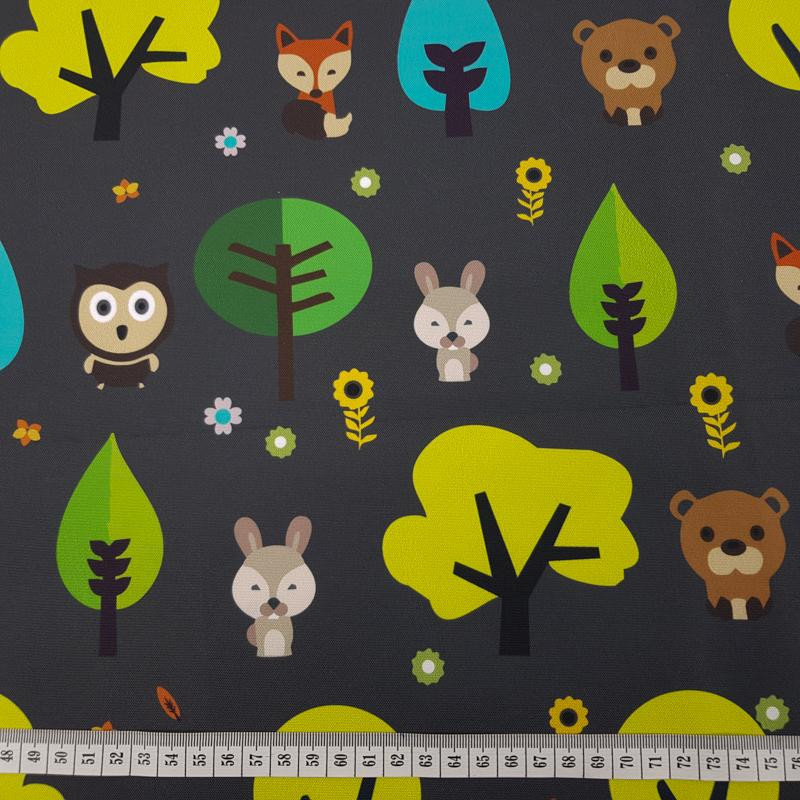 ANIMALS IN FOREST - Waterproof woven fabric