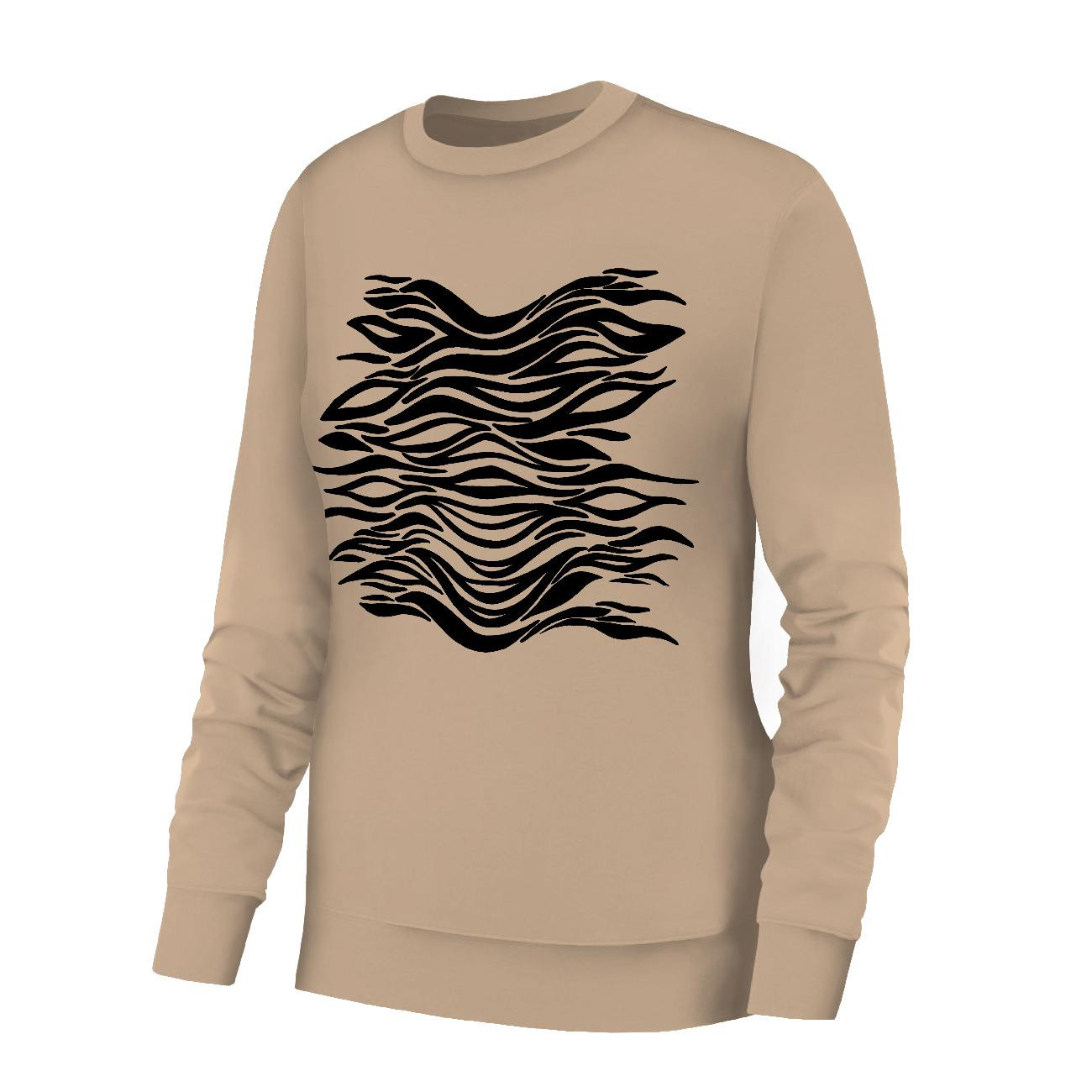 WOMEN'S SWEATSHIRT (HANA) BASIC - ZEBRA PAT. 6 / HAZELNUT / beige - sewing set