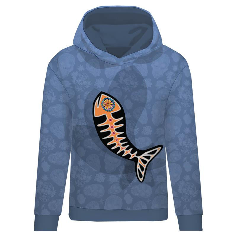 CLASSIC WOMEN’S HOODIE (POLA) - FISH LUIS (DIA DE LOS MUERTOS) - looped knit fabric 