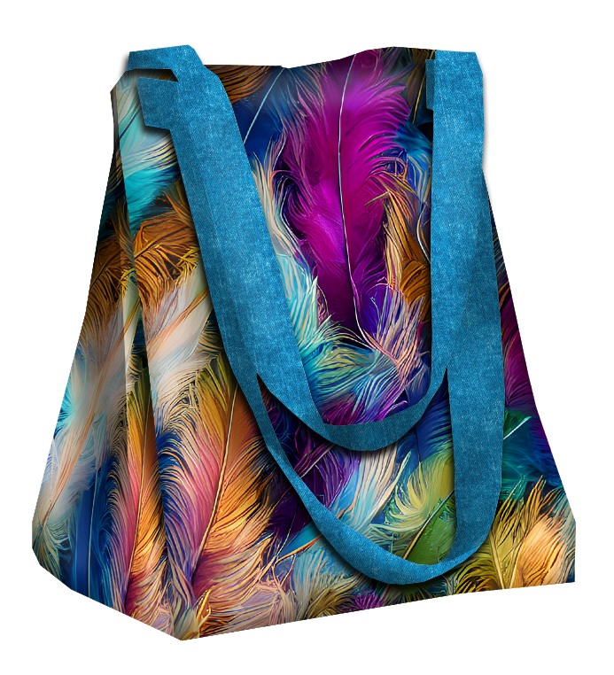 XL bag with in-bag pouch 2 in 1 - NEON FEATHERS - sewing set
