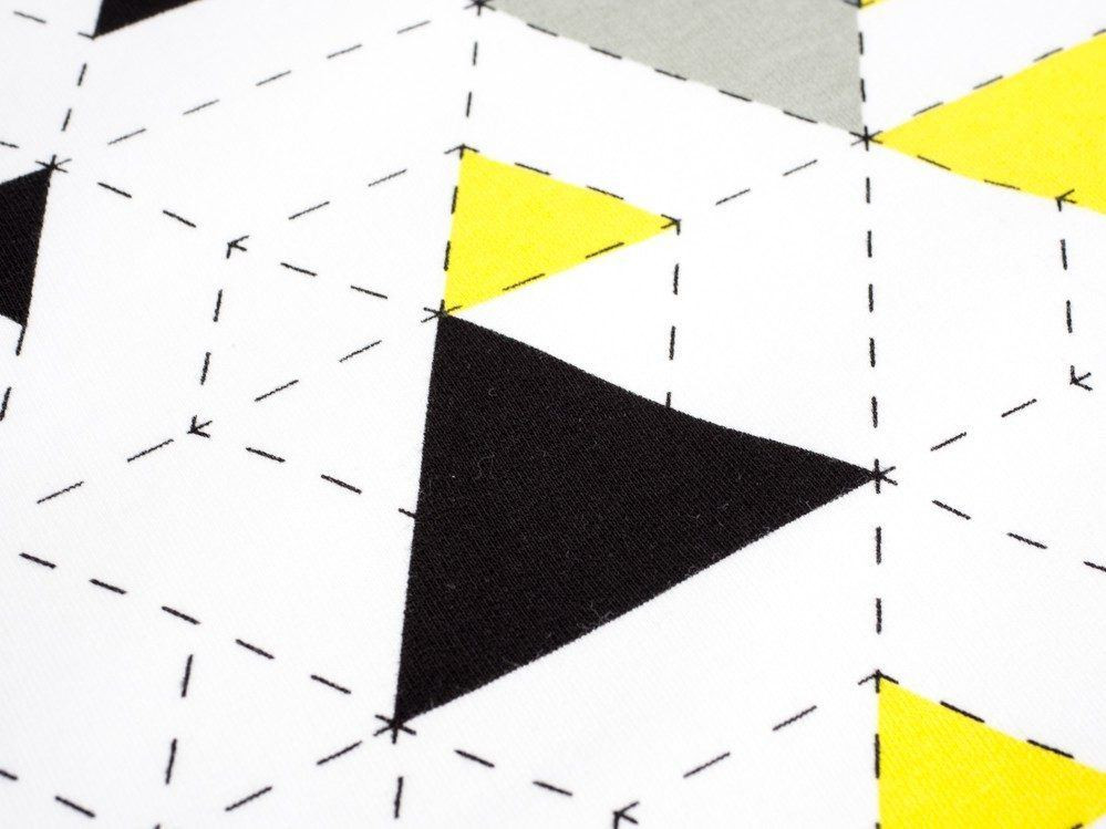 GEOMETRIC TRIANGLES YELLOW 2 / white - single jersey with elastane TE210