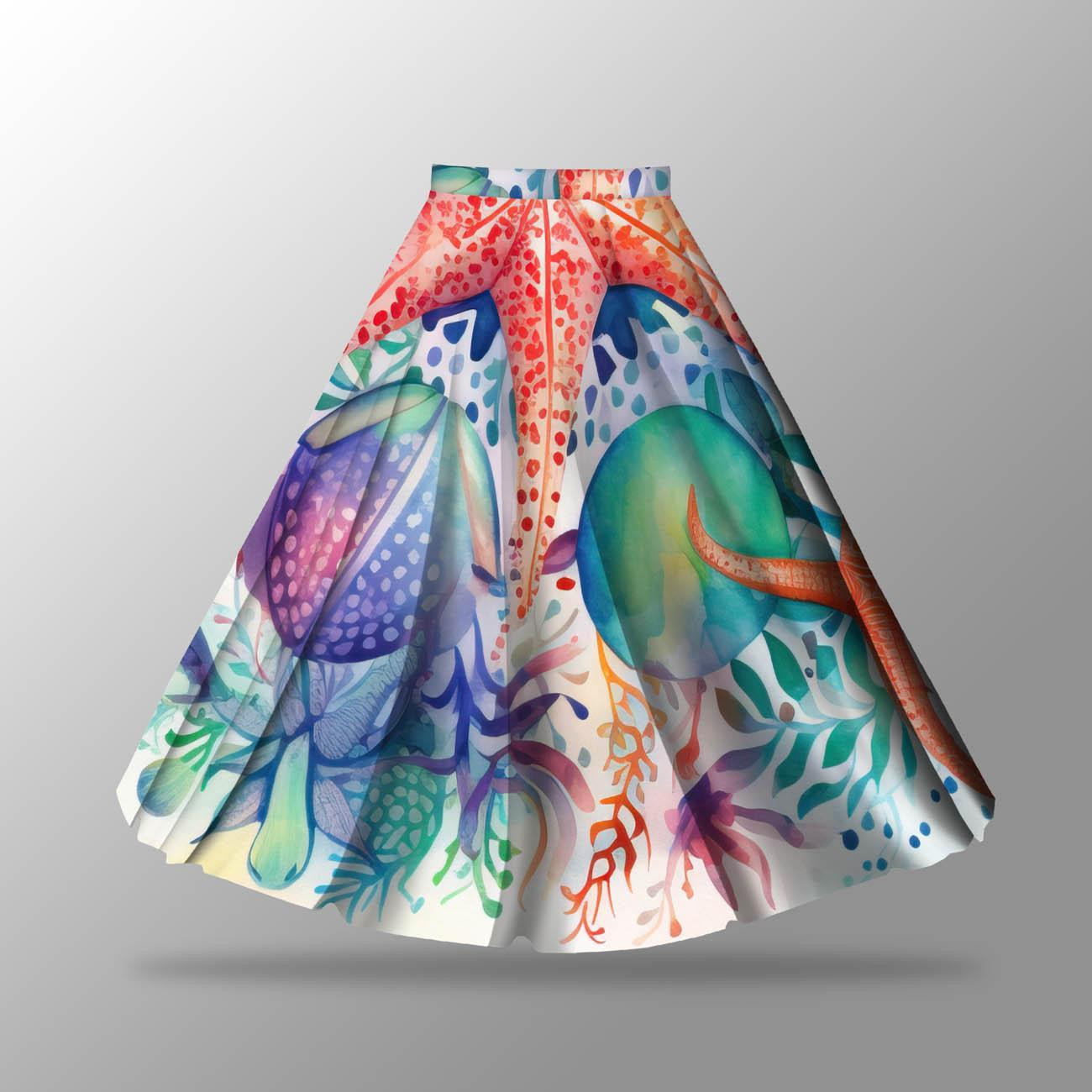 WATERCOLOR MARINE - skirt panel "MAXI"