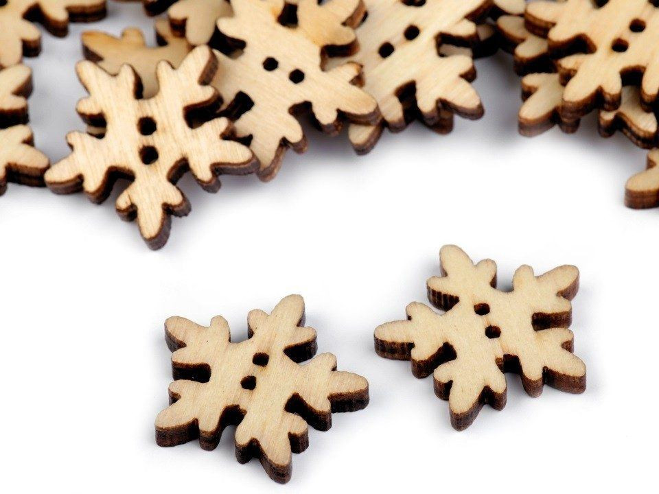 Wooden Decorative Button 18mm Snow flake