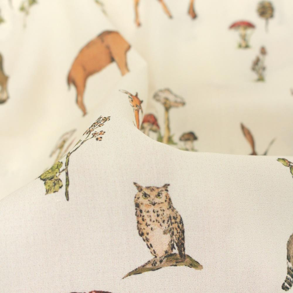 Forest animals - viscose woven fabric