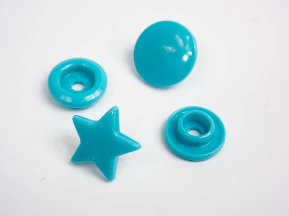 Fasteners KAM stars 12 mm turquoise 10 sets