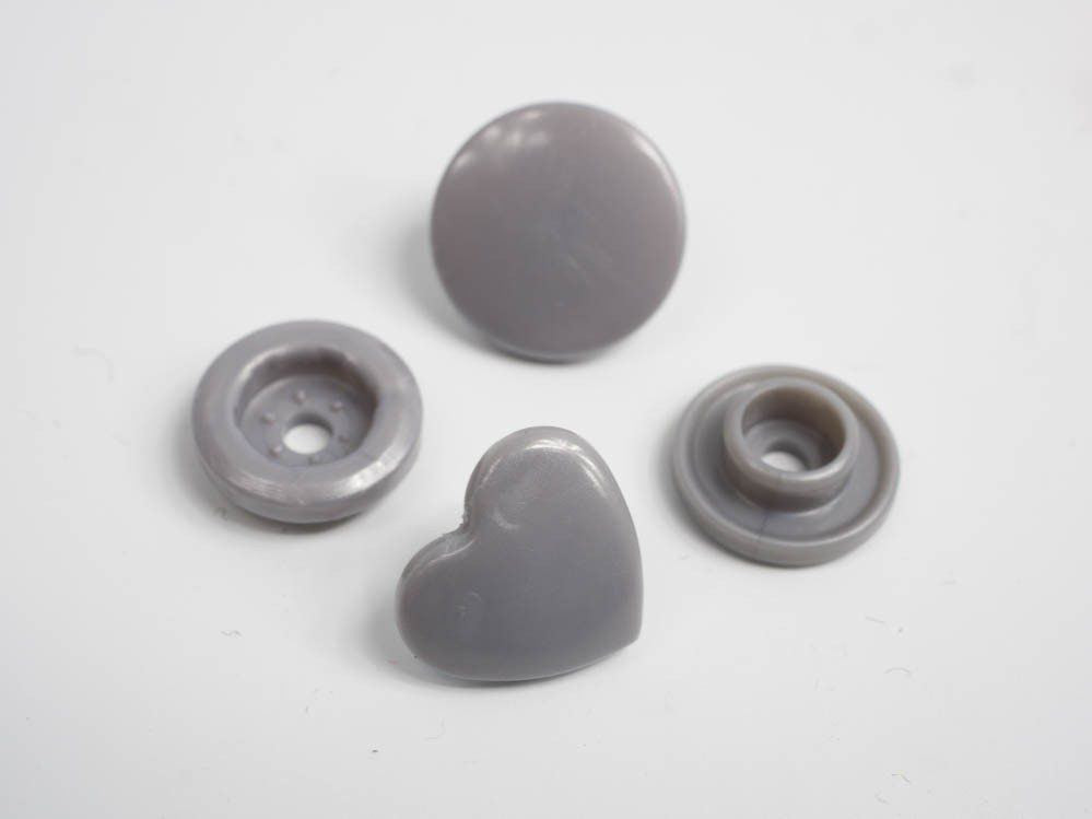 Fasteners KAM hearts 12 mm grey 10 sets