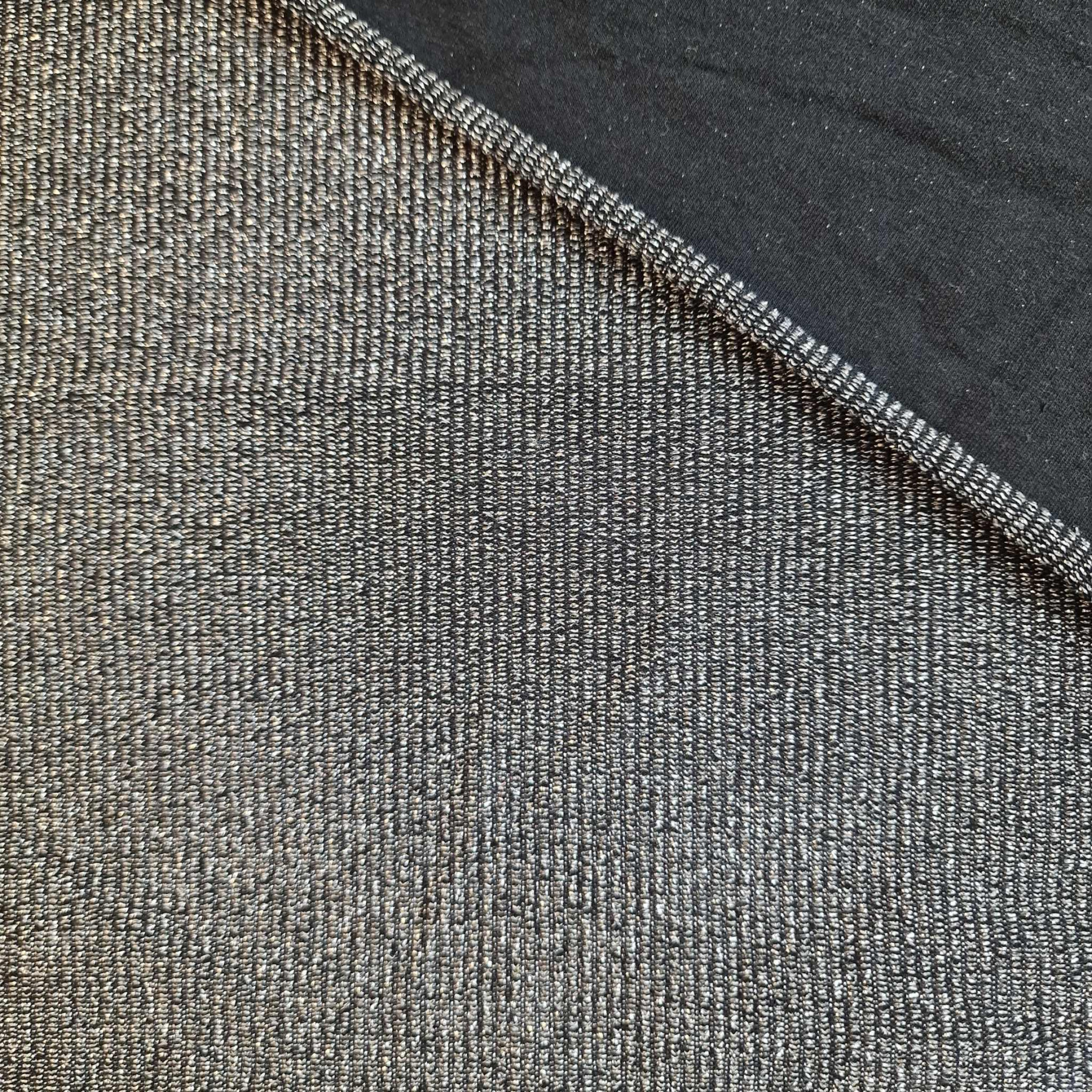 BLACK / Silver - loopback knit fabric with lurex thread