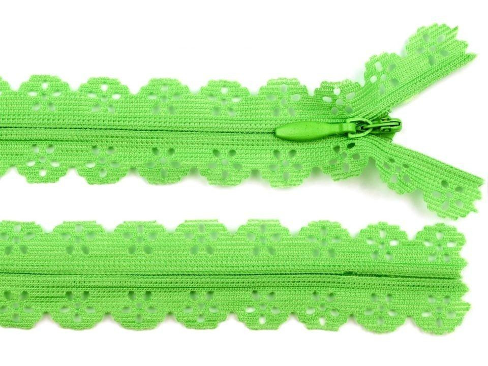 Nylon Lace Zipper 3 mm length 16 cm Lime