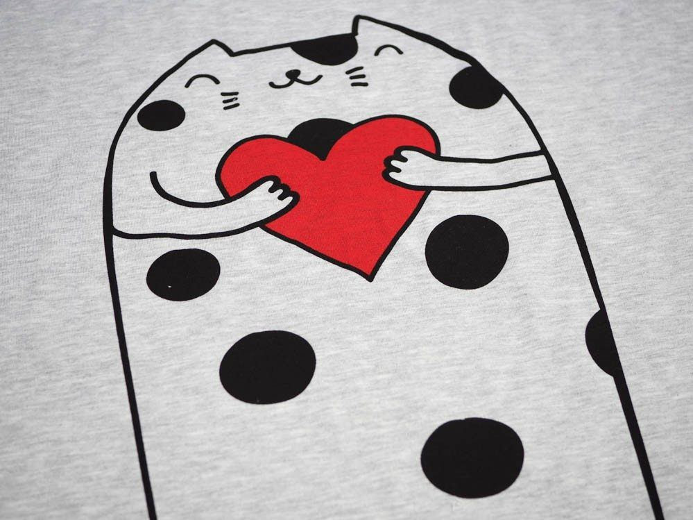 CATS IN LOVE wz.2 big / M-01 WHITE MELANGE - panel single jersey TE210