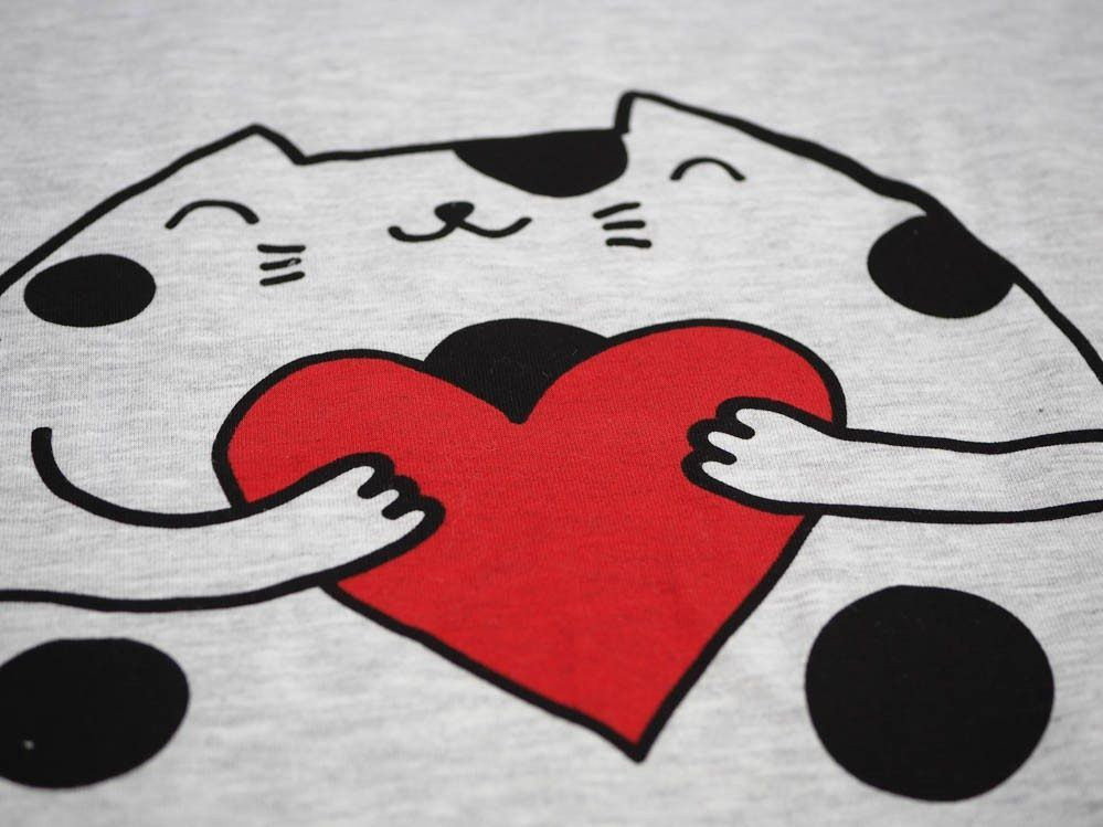 CATS IN LOVE wz.2 big / M-01 WHITE MELANGE - panel single jersey TE210