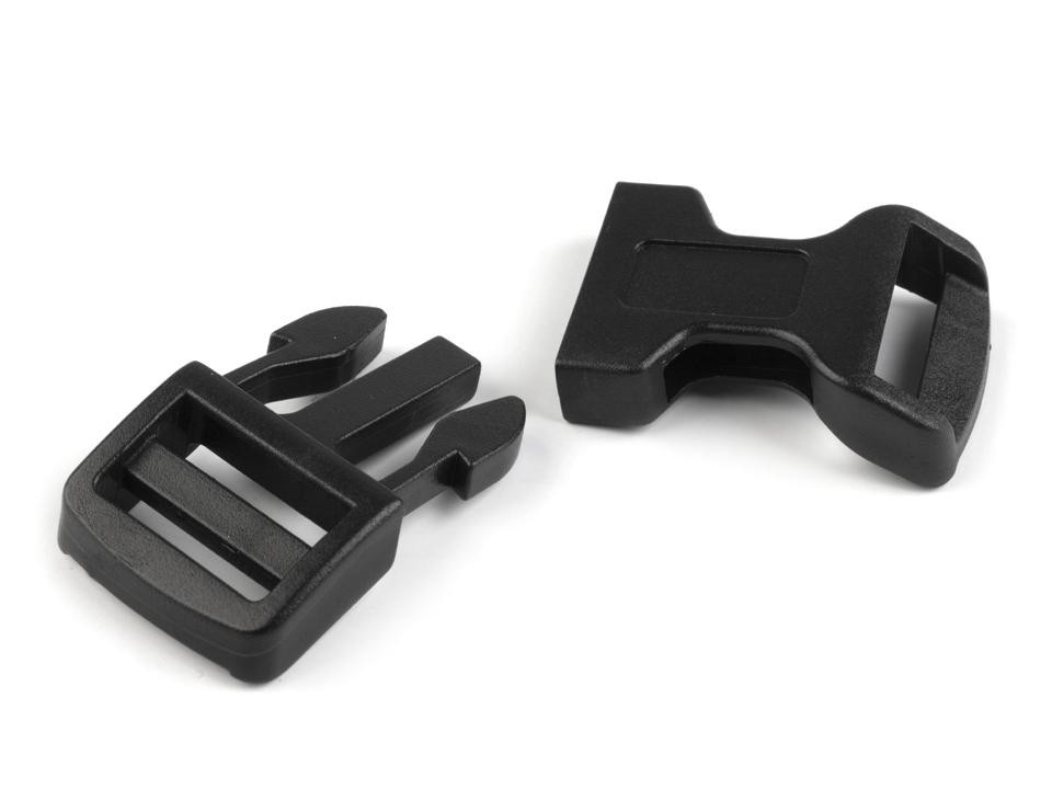 Plastic curved side release buckle 20 mm - black
